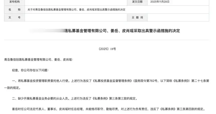 基金管理职责委托他人行使，鲁信创投子公司曝合规漏洞遭警示