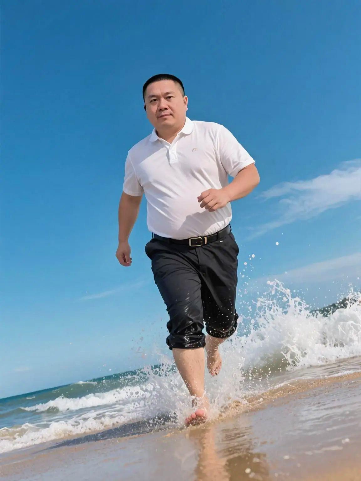 大肚子 海边拍照 老腊肉 中年