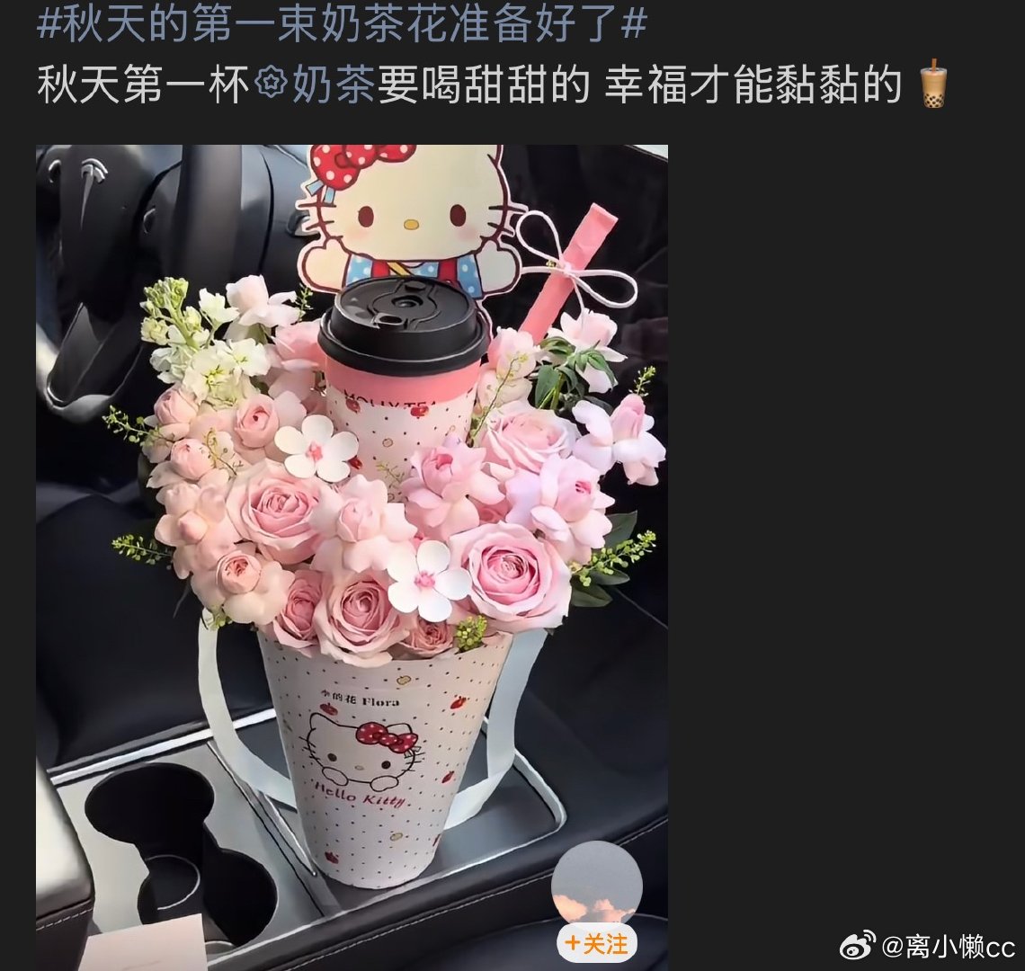 不敢喝，不敢喝，怕被老人家又说乱花钱秋天的第一杯奶茶花束又火了