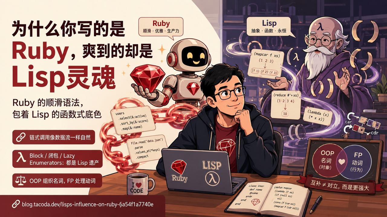【为什么你写的是Ruby，爽到的却是Lisp灵魂】

写Ruby那种顺滑的链式调