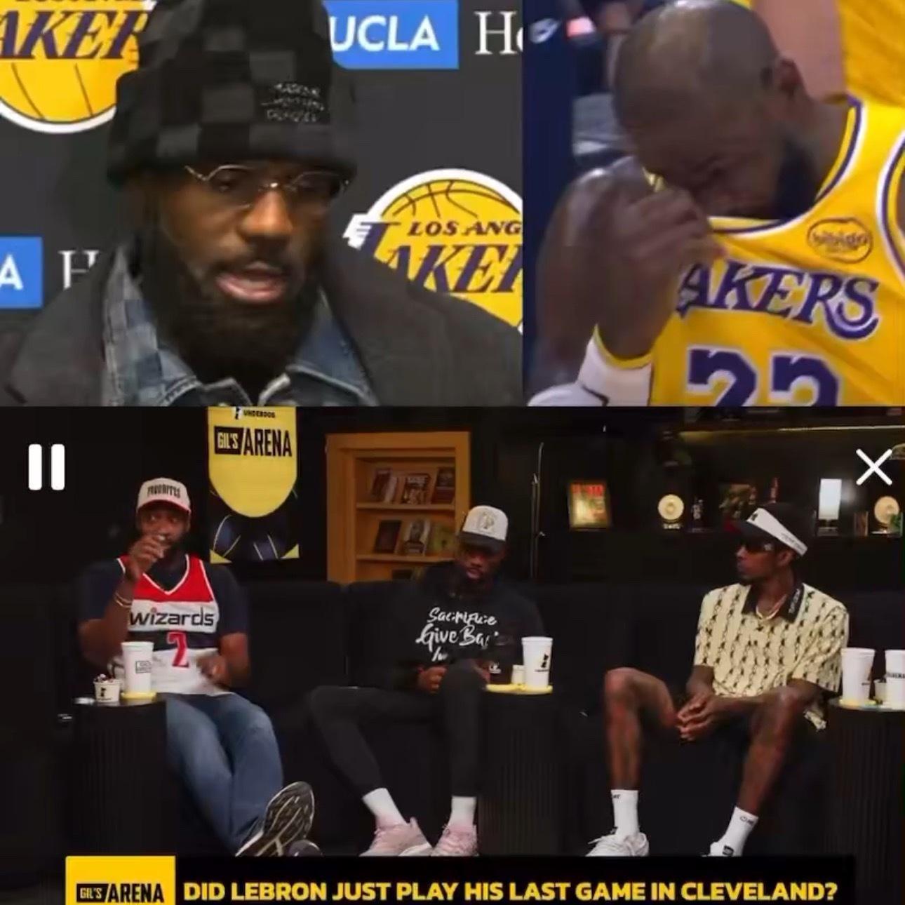 阿里纳斯今天在播客节目中谈到詹姆斯昨天在骑士主场流泪的瞬间：“我从未见过他收获这