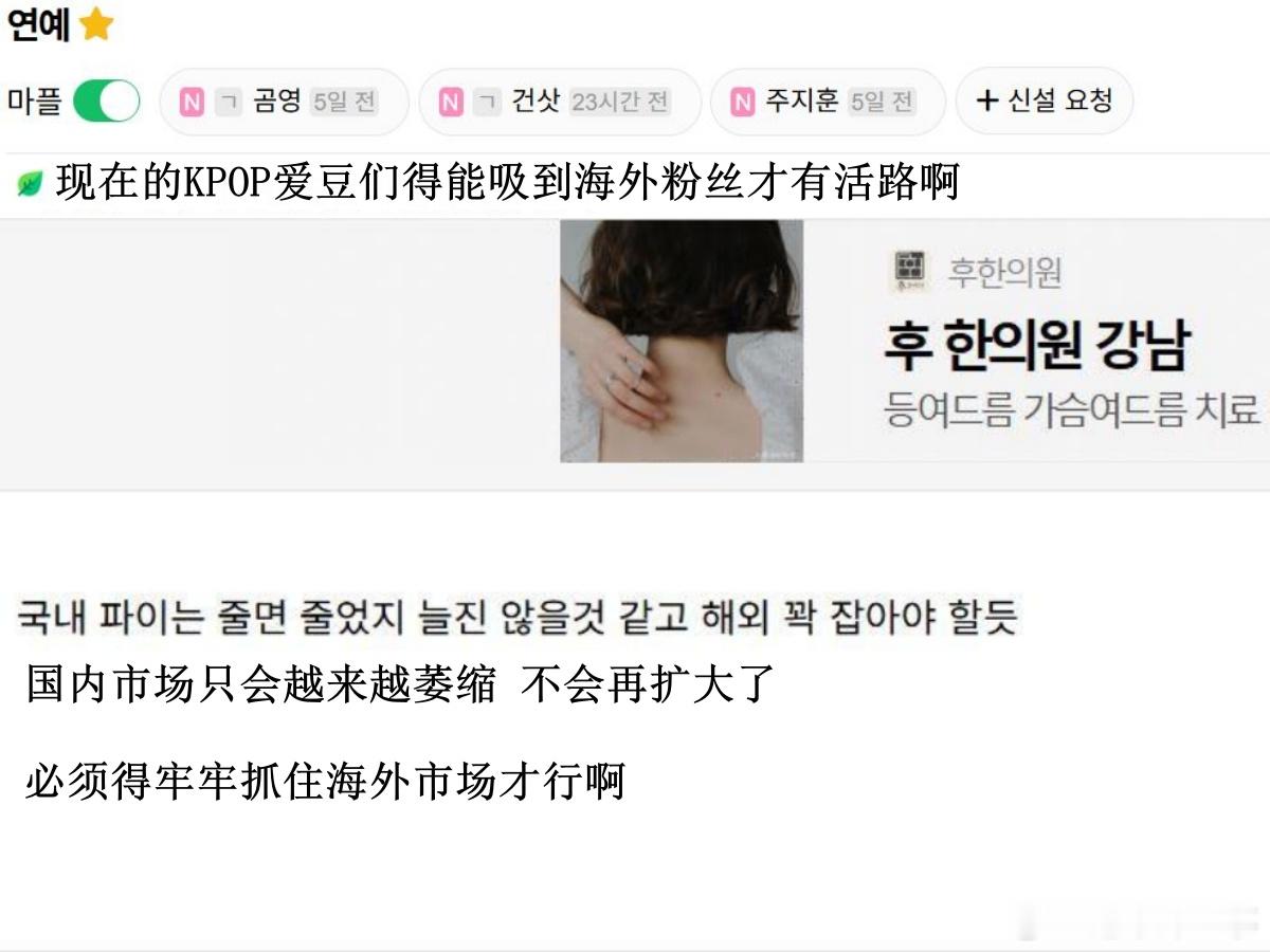 🔥韩网热帖评论翻译🔥现在KPOP爱豆们得能吸到海外粉丝才有活路啊cr.ins