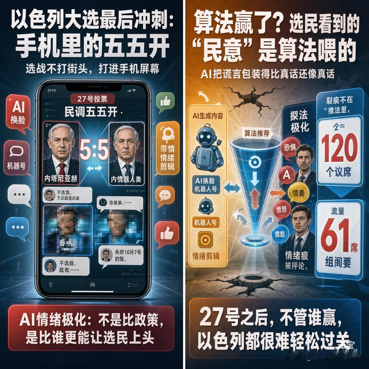 27号投票，以色列先打了一场“手机里的内战”

今天（27号），以色列就要议会选