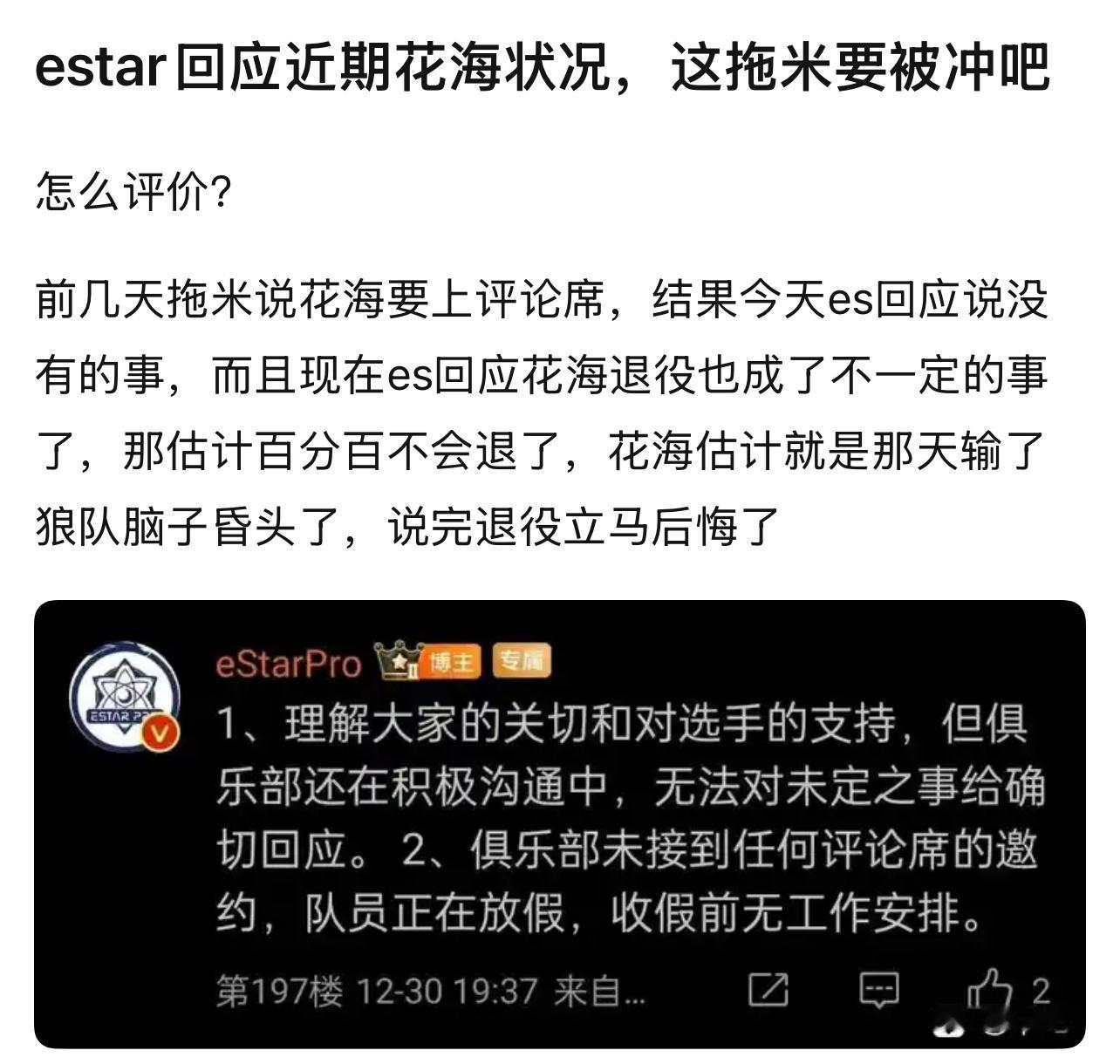 怎么评价？前几天拖米说花海要上评论席，结果今天es回应说没有的事，而且现在es回