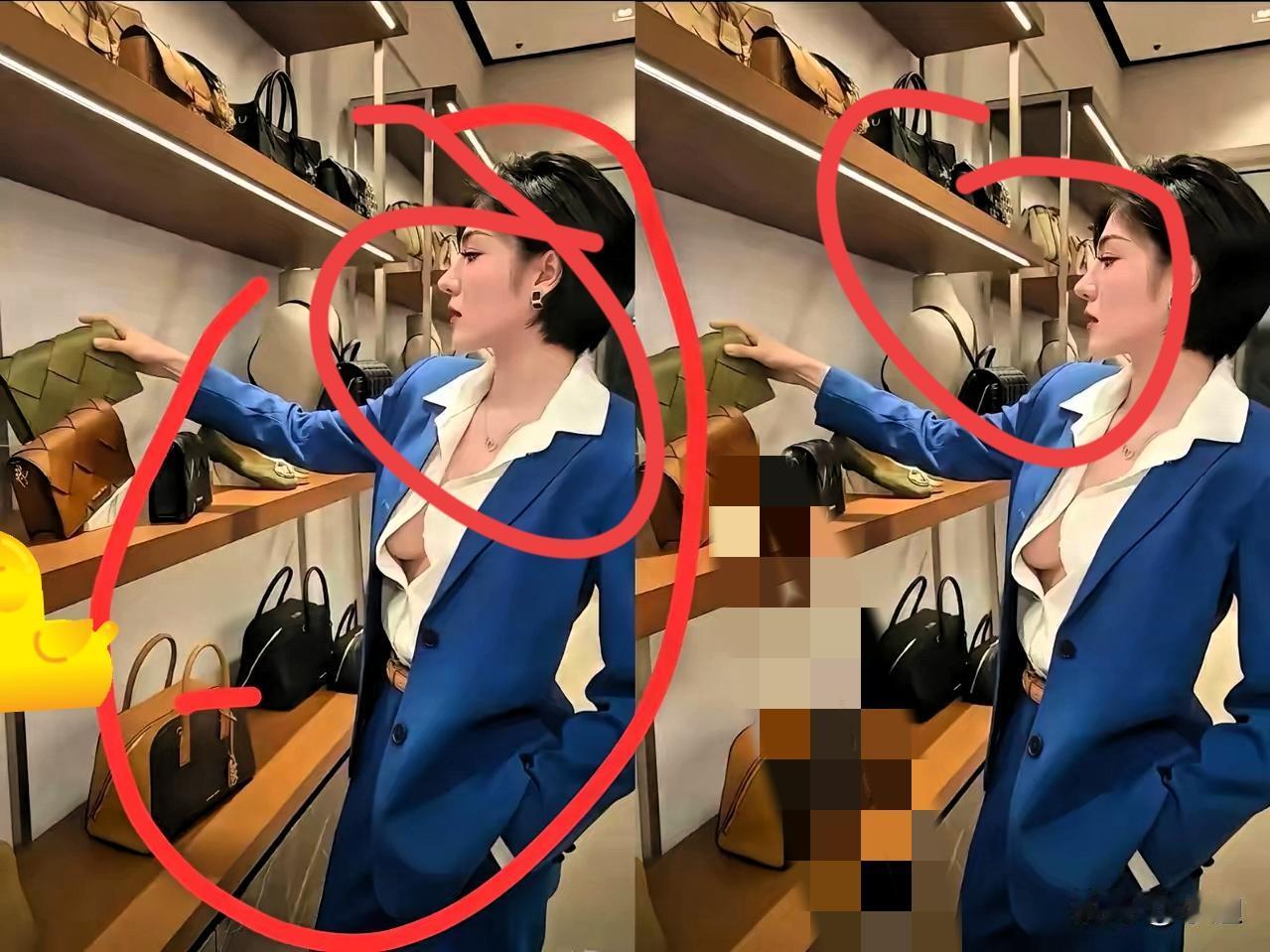 这女士乍一看真绝了！
​五官气质都在线，妥妥的氛围感美女！光看脸还以为是时尚博主