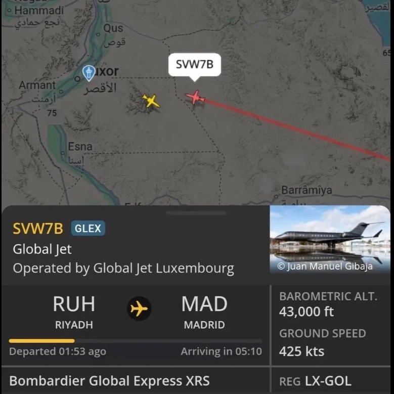 【这就逃离家乡了？】据多家英媒报道，C罗￼的私人飞机已于深夜离开沙特，在中东局势