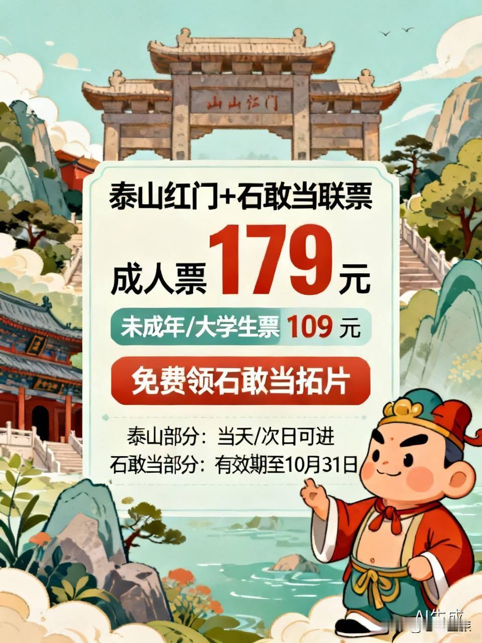 最近刷到泰山石敢当文化园的门票相关信息，感觉性价比真的比单独买票香太多。
现在刚
