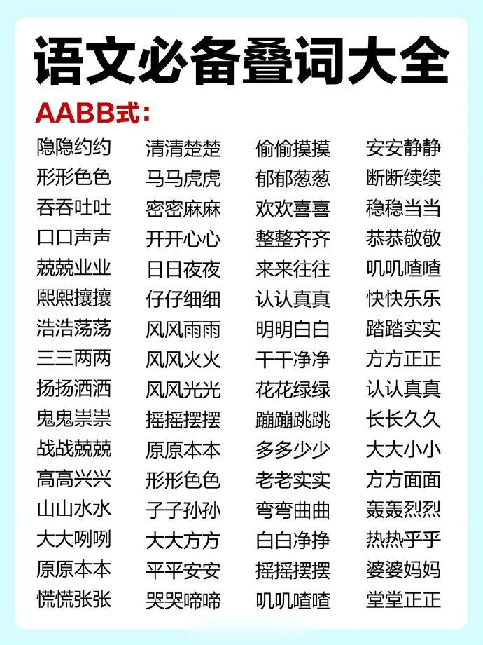 语文必背叠词大全！ ​ ​​​