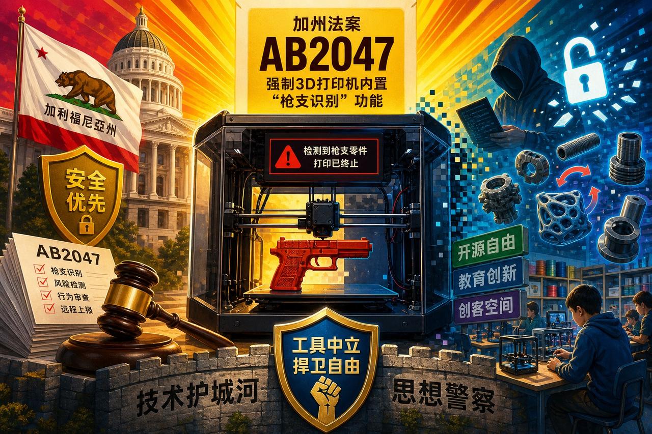 【加州AB2047法案：当政客试图给3D打印机装上“思想审查”】

加州最近通过