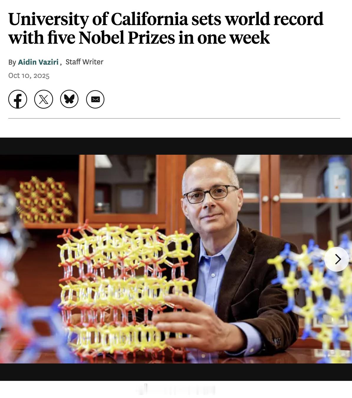 加州大学破纪录，一周之内拿下5个诺贝尔奖，他们是：Frederick Ramsd