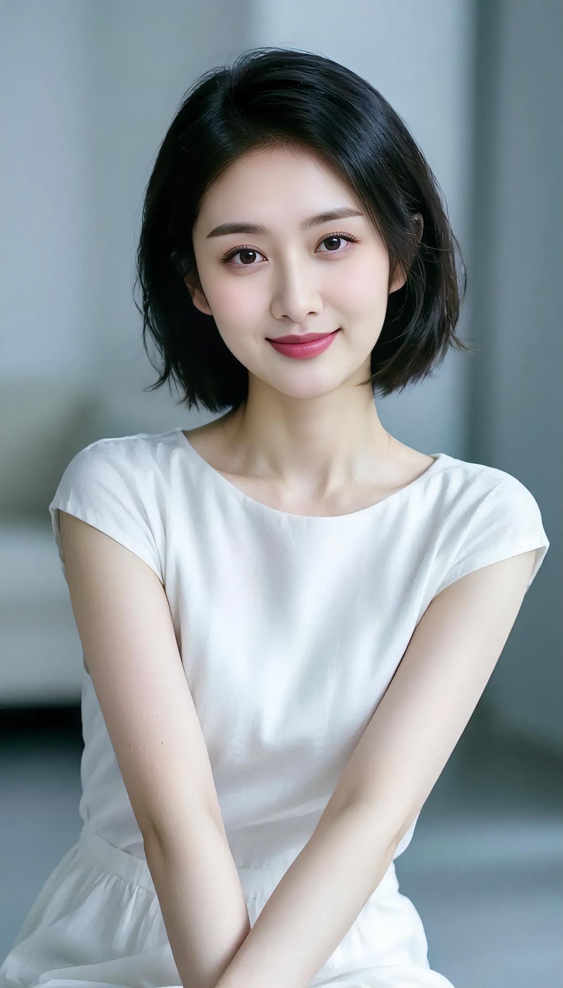 白衫如云，轻轻落肩。

短发拂过，晨光般的脸。

双手交叠，安静的暖。

眼里有