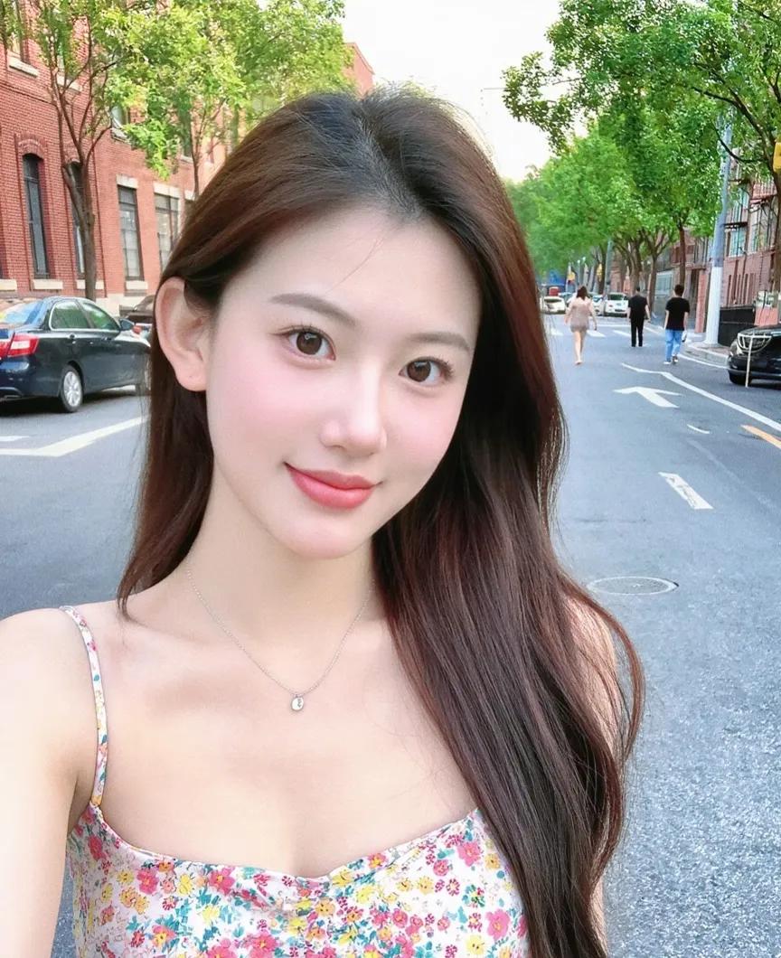 清新自然，阳光明媚的午后，少女甜美笑容，街头的美好瞬间街拍美女