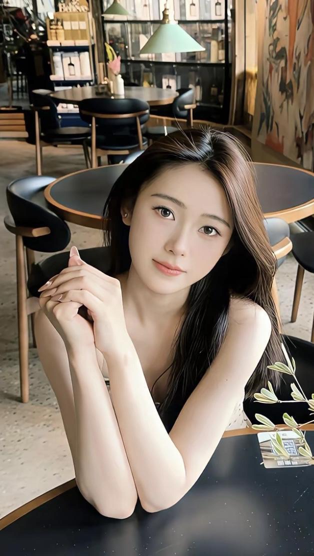 女孩在咖啡馆