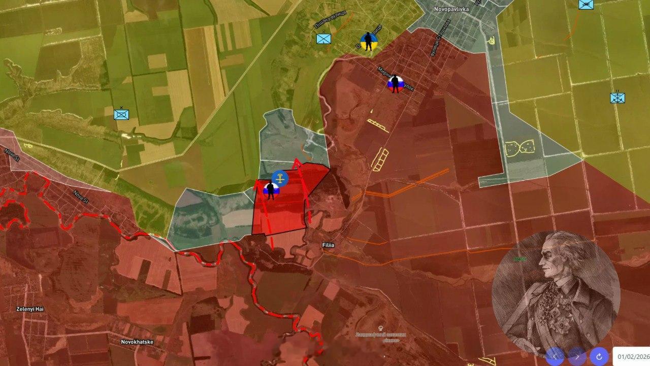 俄乌冲突 第聂伯罗彼得罗夫斯克方向：1月1日-2日，俄军中央集群部队在菲利娅附近