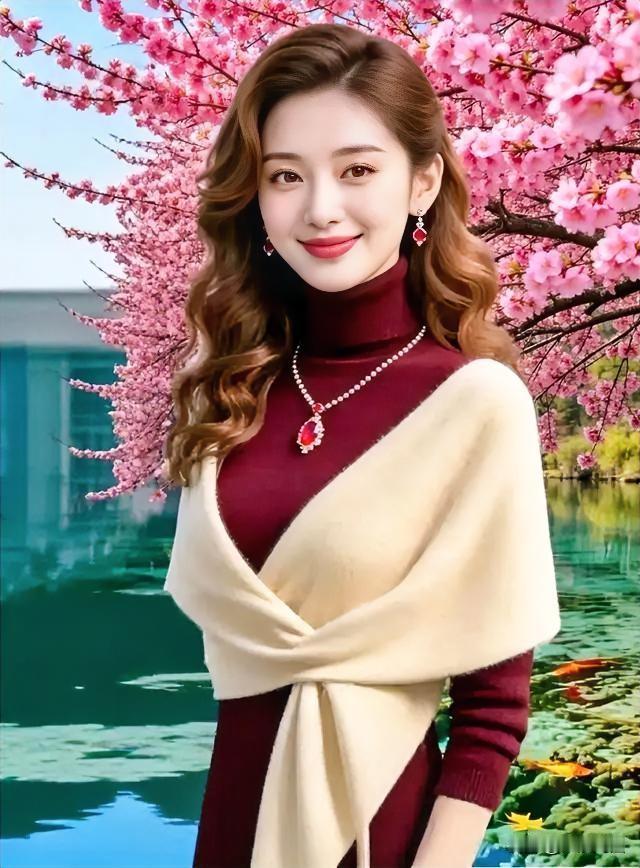 粉樱映美人，笑语醉春风。