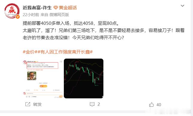 周一复盘第一场：4087空单入场，抵达4068，呈现190第二场：4073空单入