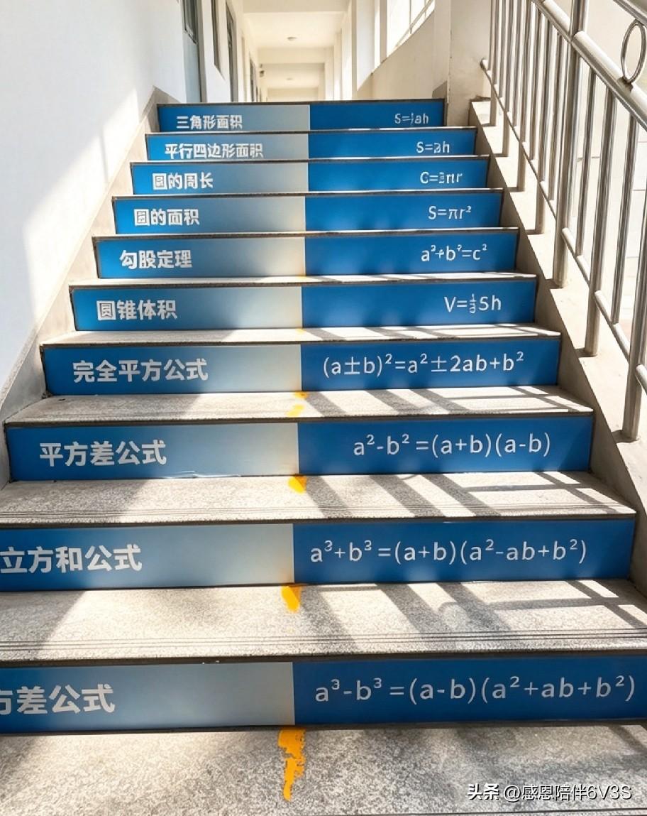这楼梯谁敢随便走！一步一个数学公式，全是当年的考点，看看你还能认出几个？
学生时