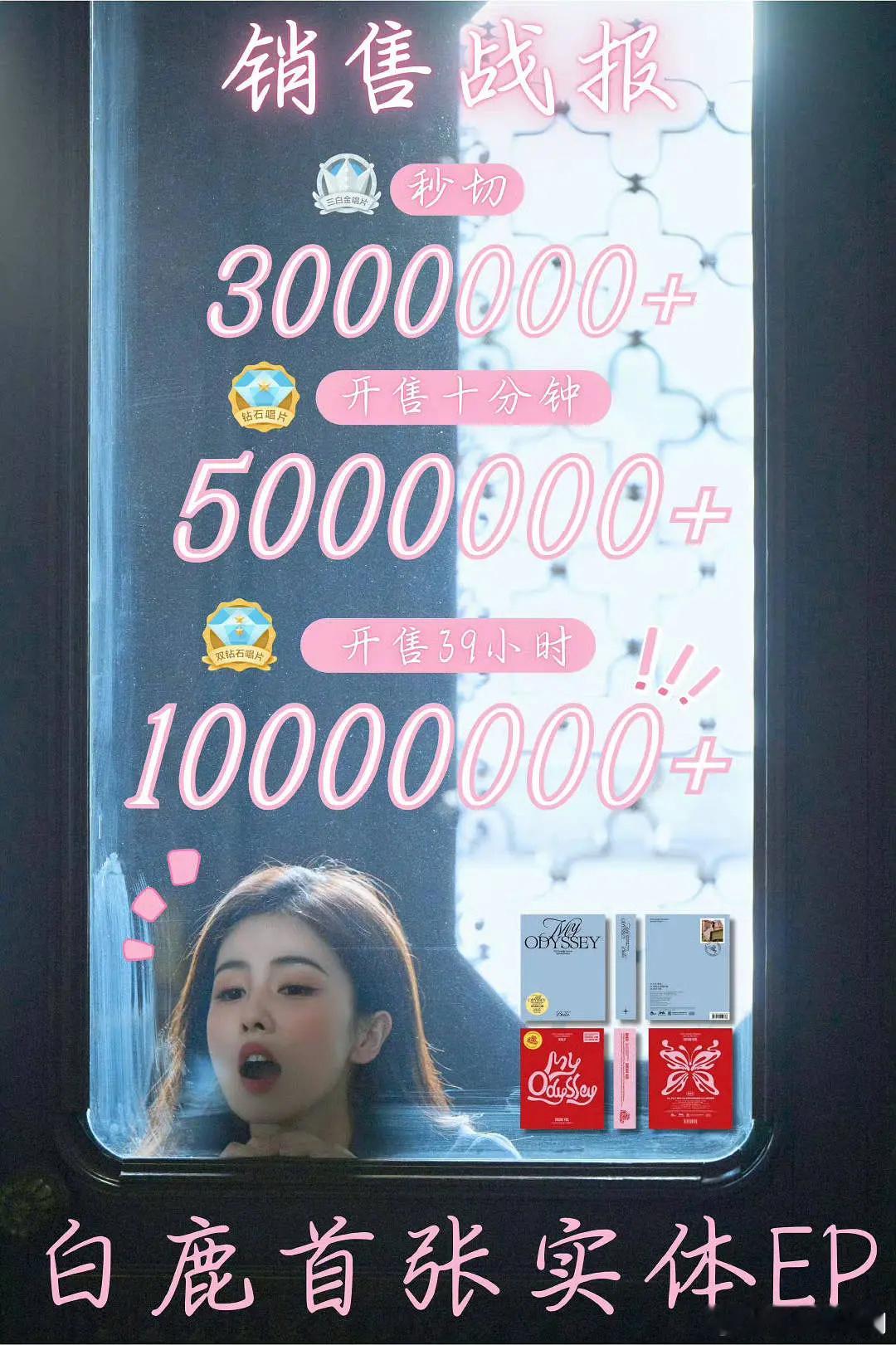 白鹿首张实体专辑Q音单平台销售额破千万，达成双钻石唱片，在内娱什么水平？ ​​​