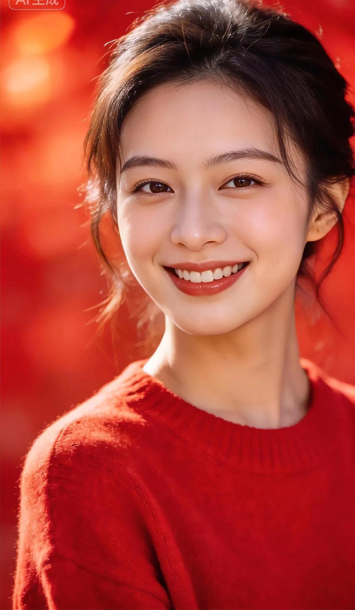 热烈的红与暖融融的光撞个满怀，把春日的鲜活与少女的元气都定格在这一刻。无需刻意修