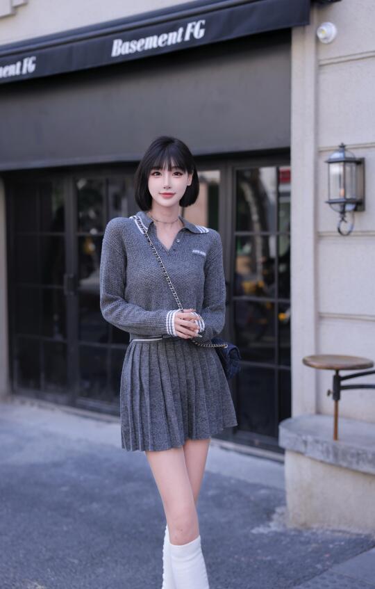 好韩好乖的韩系短发女生校园穿搭