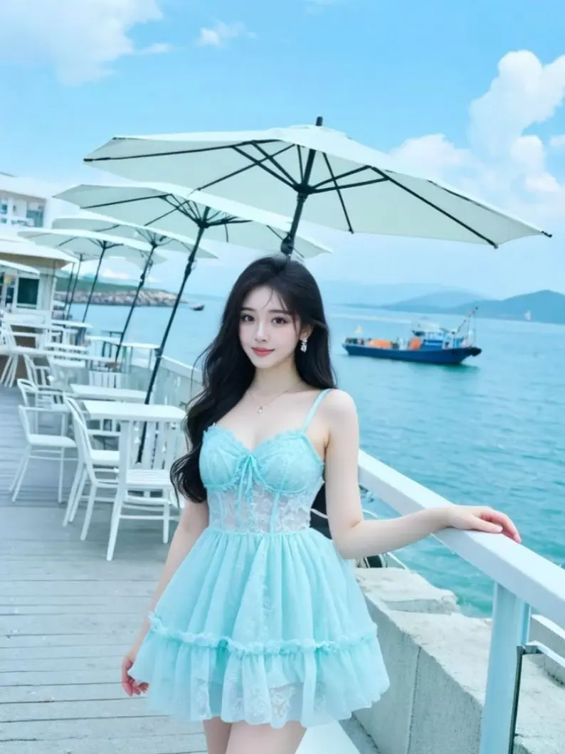 AI海畔清新照 ai创作