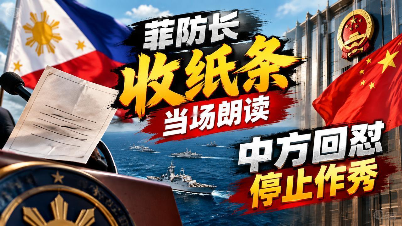 韩联社都报道了：菲防长收纸条当场朗读，中方回怼停止作秀
一张纸条，把第十五届首尔