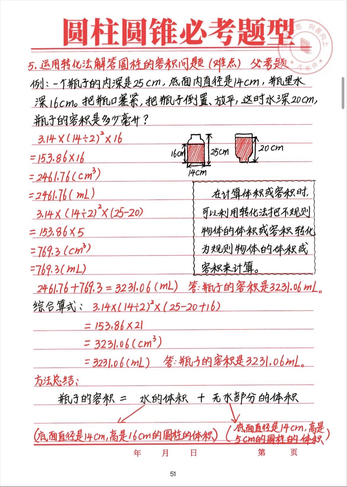 圆柱圆锥必考题型，家长们点赞收藏起来吧