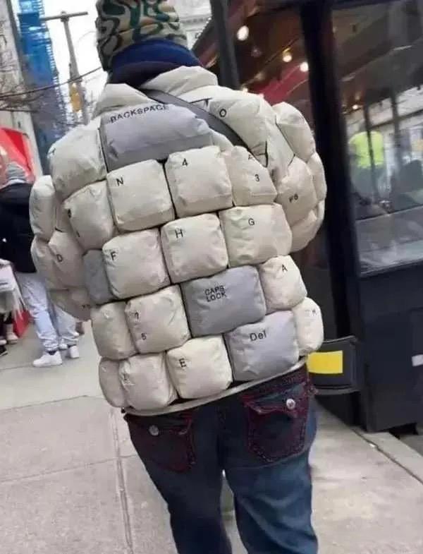 这羽绒服全键盘啊