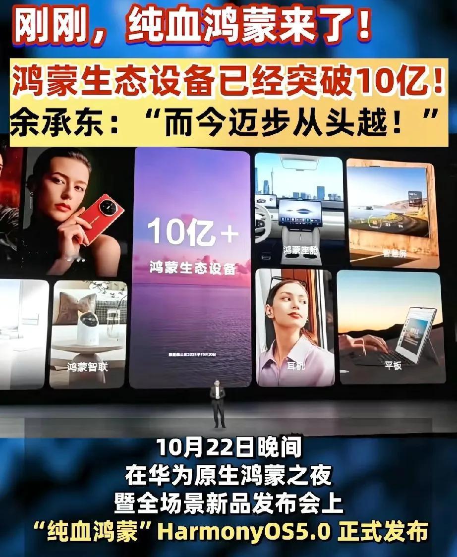 华为牛的！鸿蒙生态设备已经突破10亿，而且华为纯血鸿蒙系统，安全的很，根本都不需