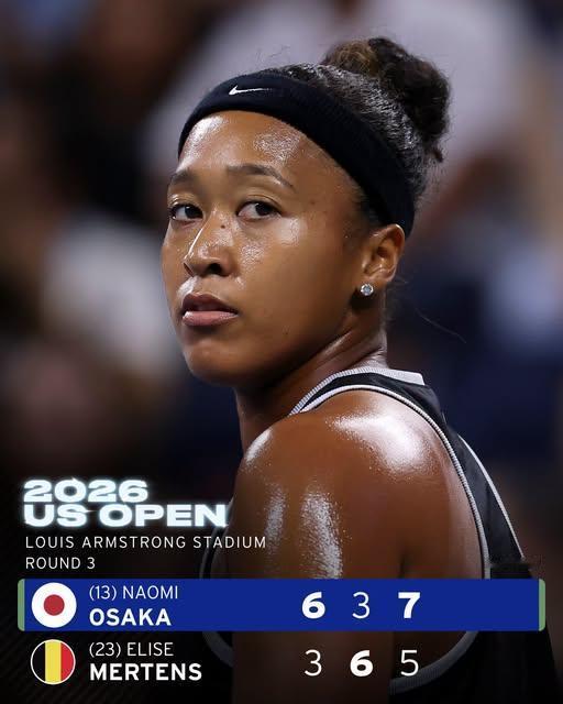 美网女单第三轮，
日本大阪直美2比1胜梅尔滕斯，具体比分6比3,3比6,7比5
