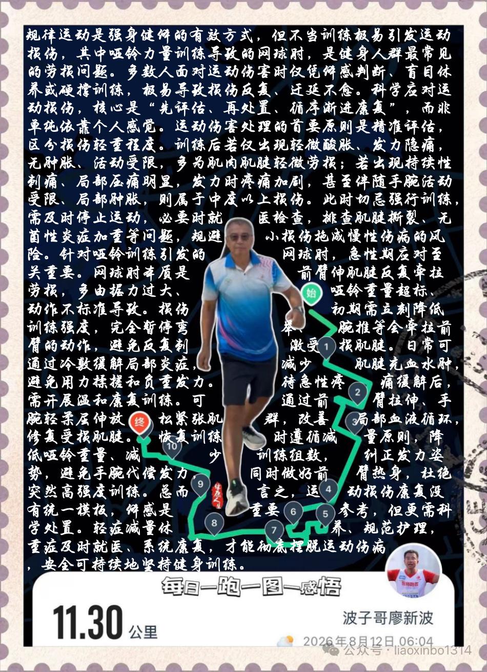 【运动伤害的科学应对与康复——以哑铃训练网球肘为例】规律运动是强身健体的有效方式