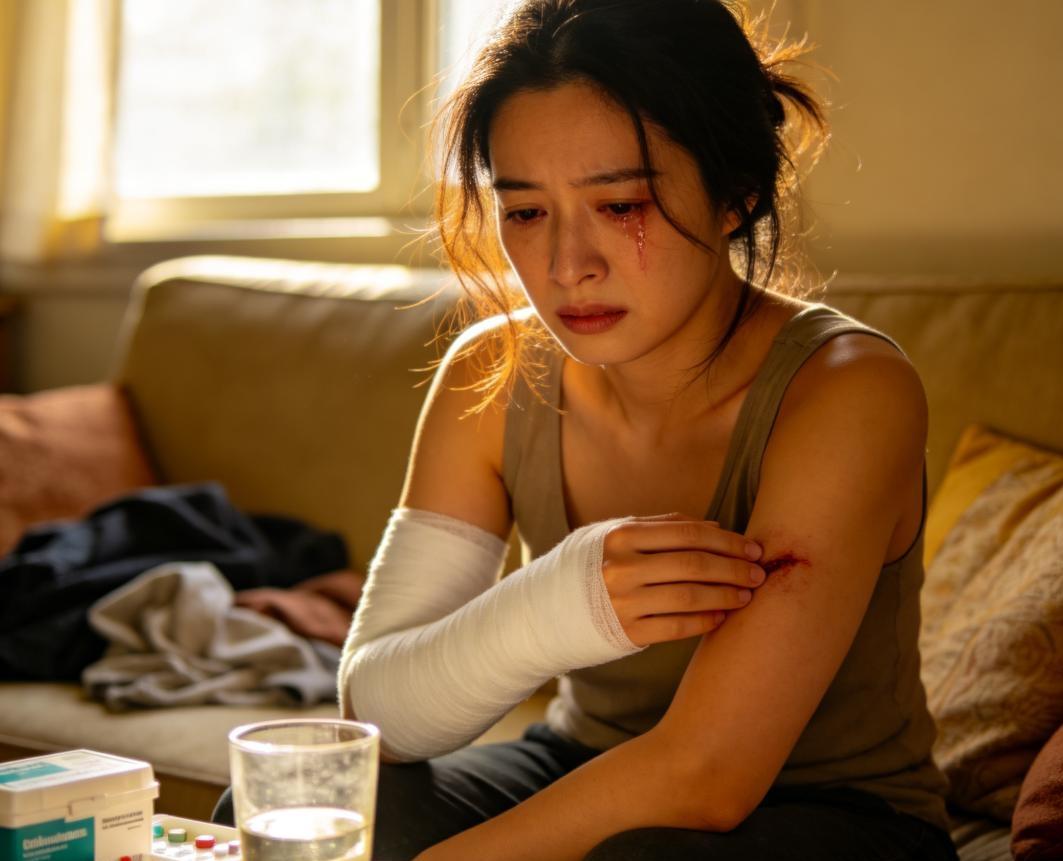 我同事结婚后一直被他老公家暴，他老公当过兵，力气大得很，每次打她都是下死手。在她