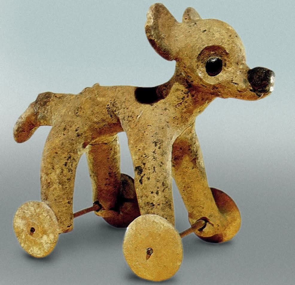 墨西哥，玛雅文明时期的有轮子的陶土动物玩具，距今约1800-1100年历史，这些