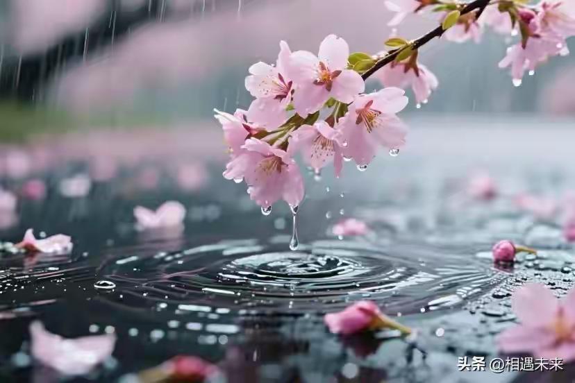 上联：雨惹花落泪
下联：风抚草点头