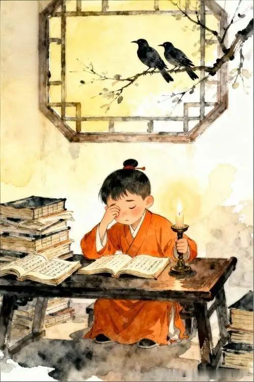 《劝学》
——唐·颜真卿
三更灯火五更鸡，
正是男儿读书时。
黑发不知勤学早，