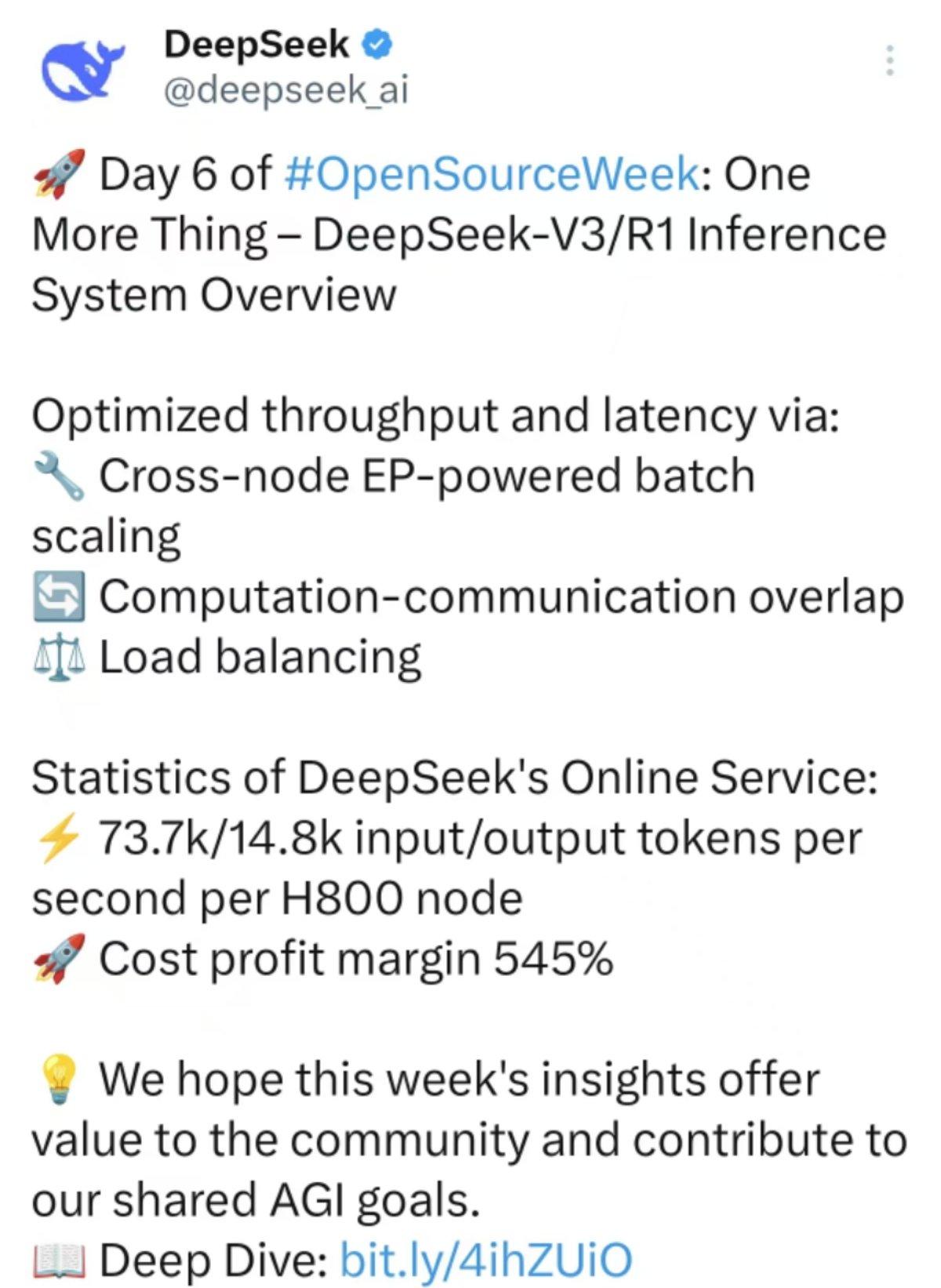 OpenAI的一周发布会是5天，没想到DeepSeek的开源周是7天！！这周六D