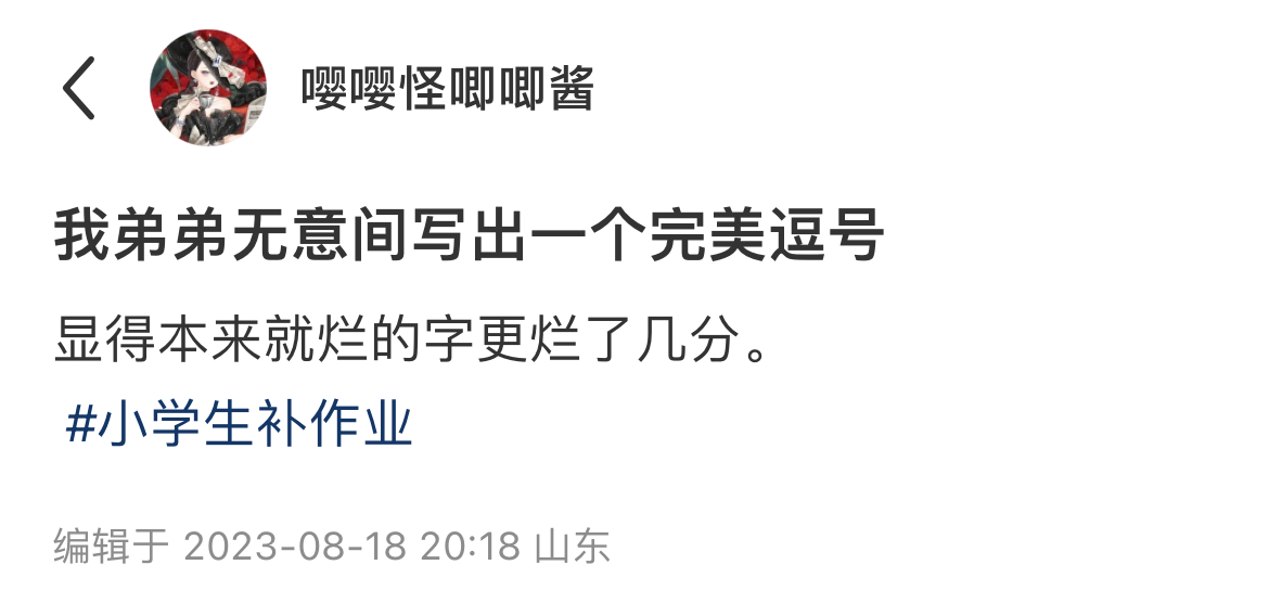 《弟弟无意间写出一个完美逗号》 ​​​
