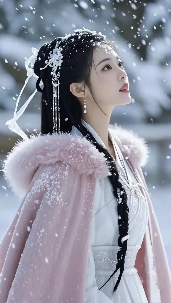 冬日仙境，雪中仙子，唯美如画，寒梅初绽。

皑皑白雪纷纷扬扬洒落，勾勒出一个银白