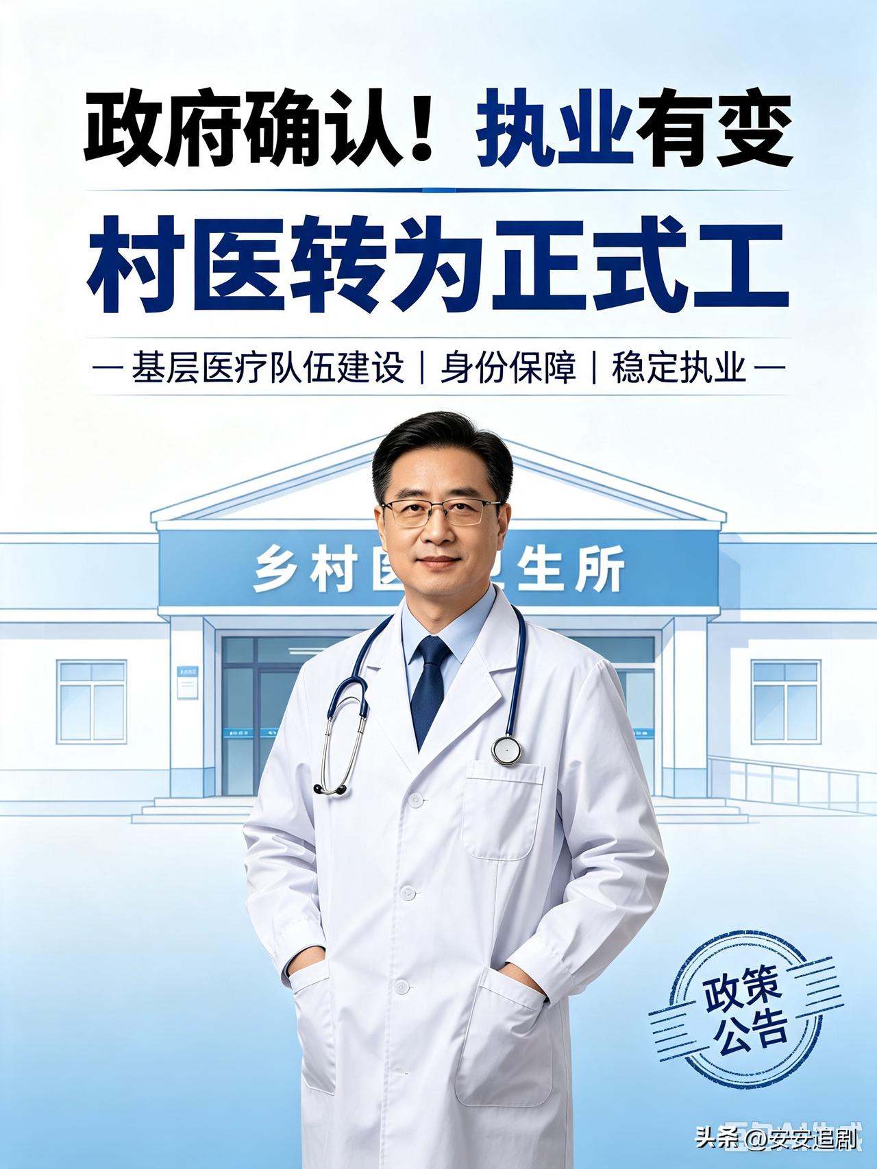 政府确认！执业有变，村医转为正式工
 
干了大半辈子基层医疗，很多村医一直处在身