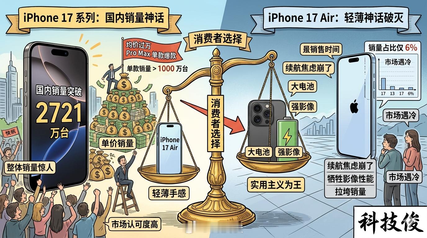 iPhone17系列最新销量iPhone17系列又真香了，国内销量直接破2721