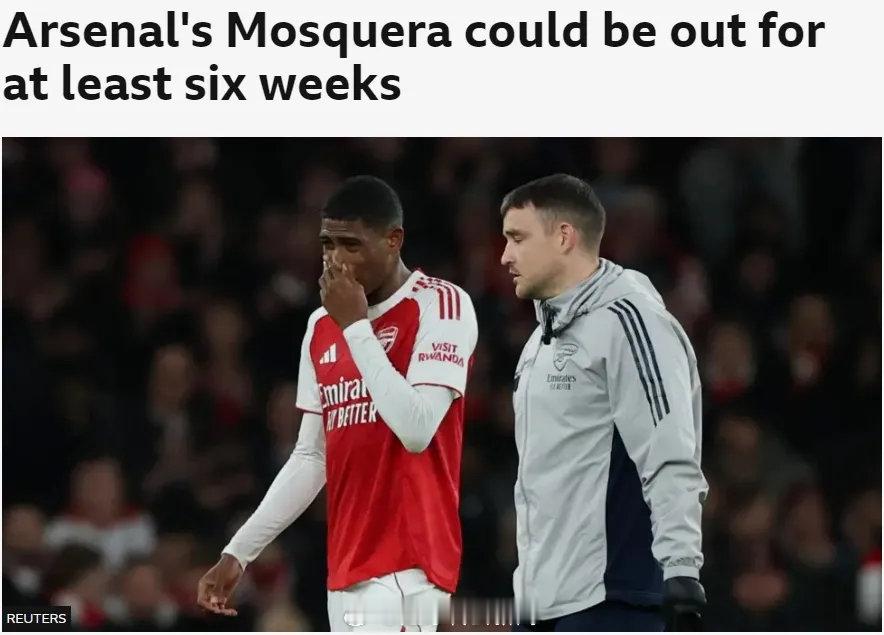 BBC记者SM消息，阿森纳担心莫斯克拉将至少因伤缺阵6周。报道称，莫斯克拉将进一