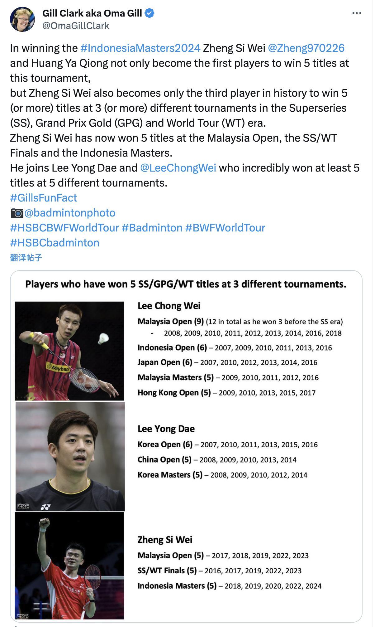 #克妈有话说# 郑思维达成在3个世界巡回赛/总决赛（或以往同级别系列赛事）中，都