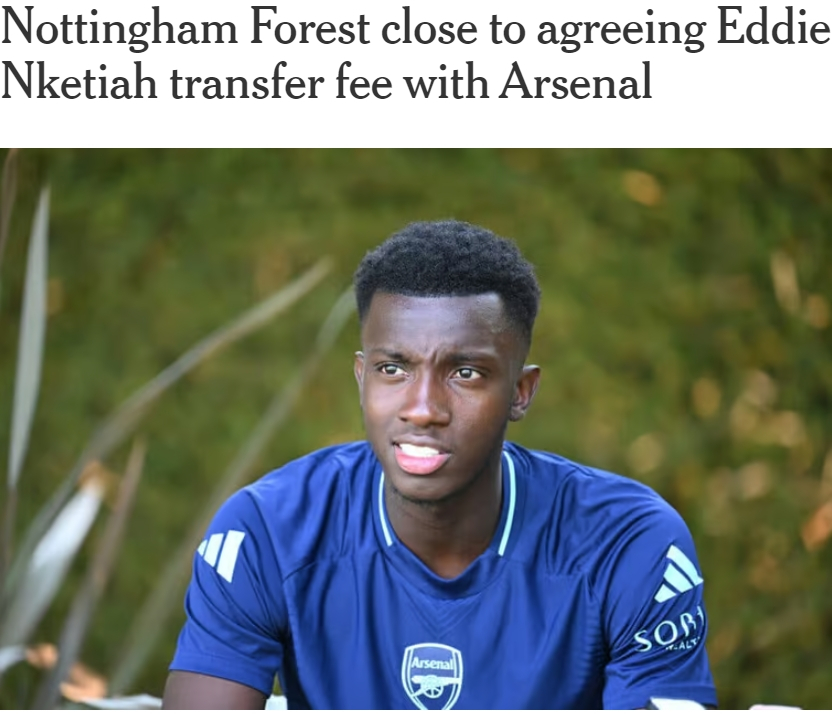 奥恩斯坦：阿森纳即将与森林谈妥恩凯提亚转会，要价3000-3500万镑8月21日