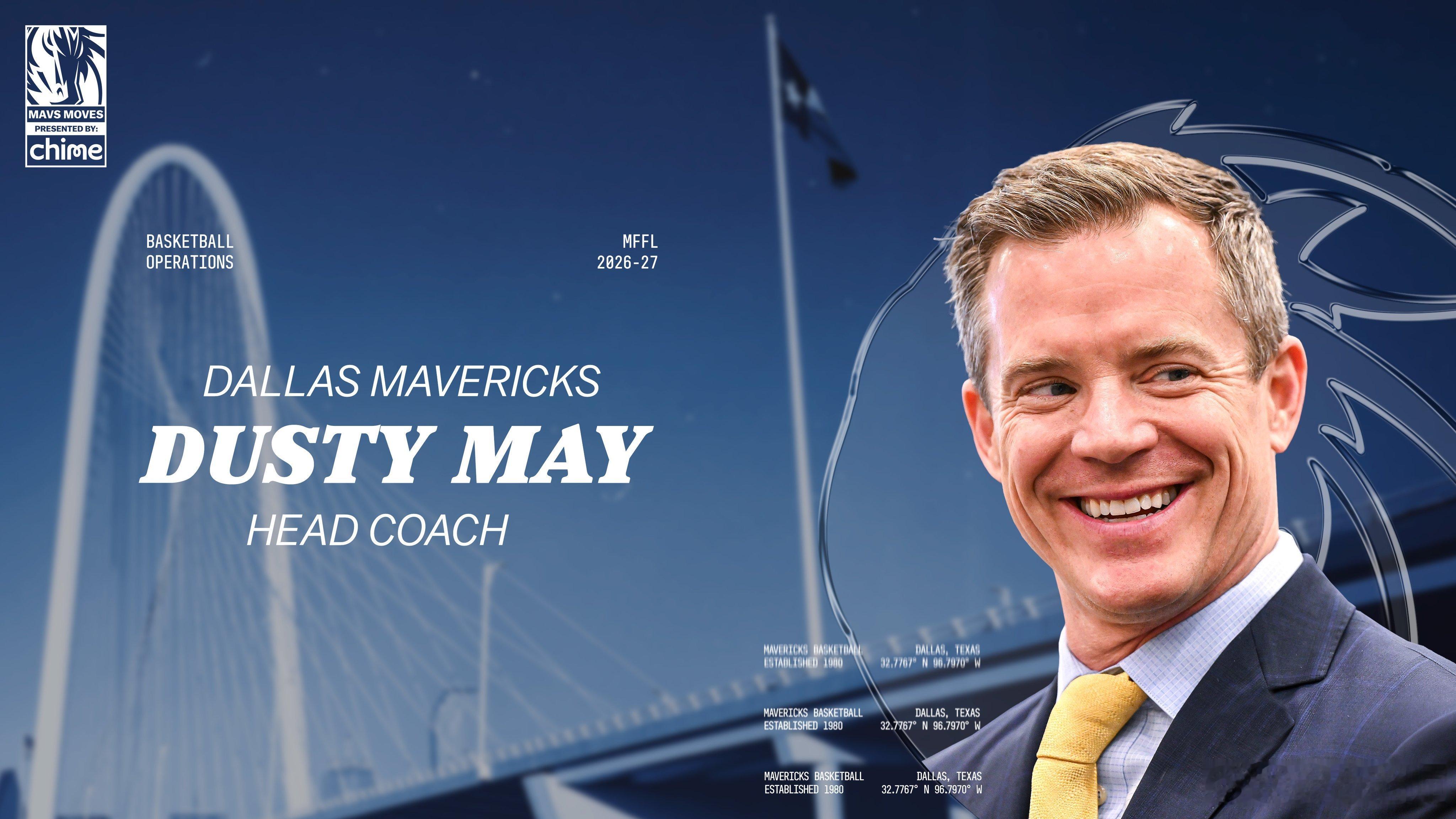 MFFL 我牛官方发推。Welcome to Dallas, Coach May