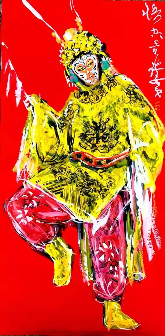 #记录我的2024#许若文画作中，孙悟空千变万化，活灵活现。每一笔水墨与重彩交织