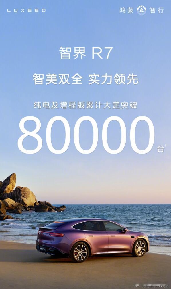 直接R7纯电和增程版累计大定数量正式突破80000台了 ​​​