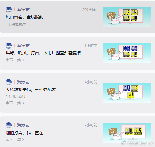 上海的天气预报，真是让人哭笑不得，感觉每天都在看天气预报版的甄嬛传。 
