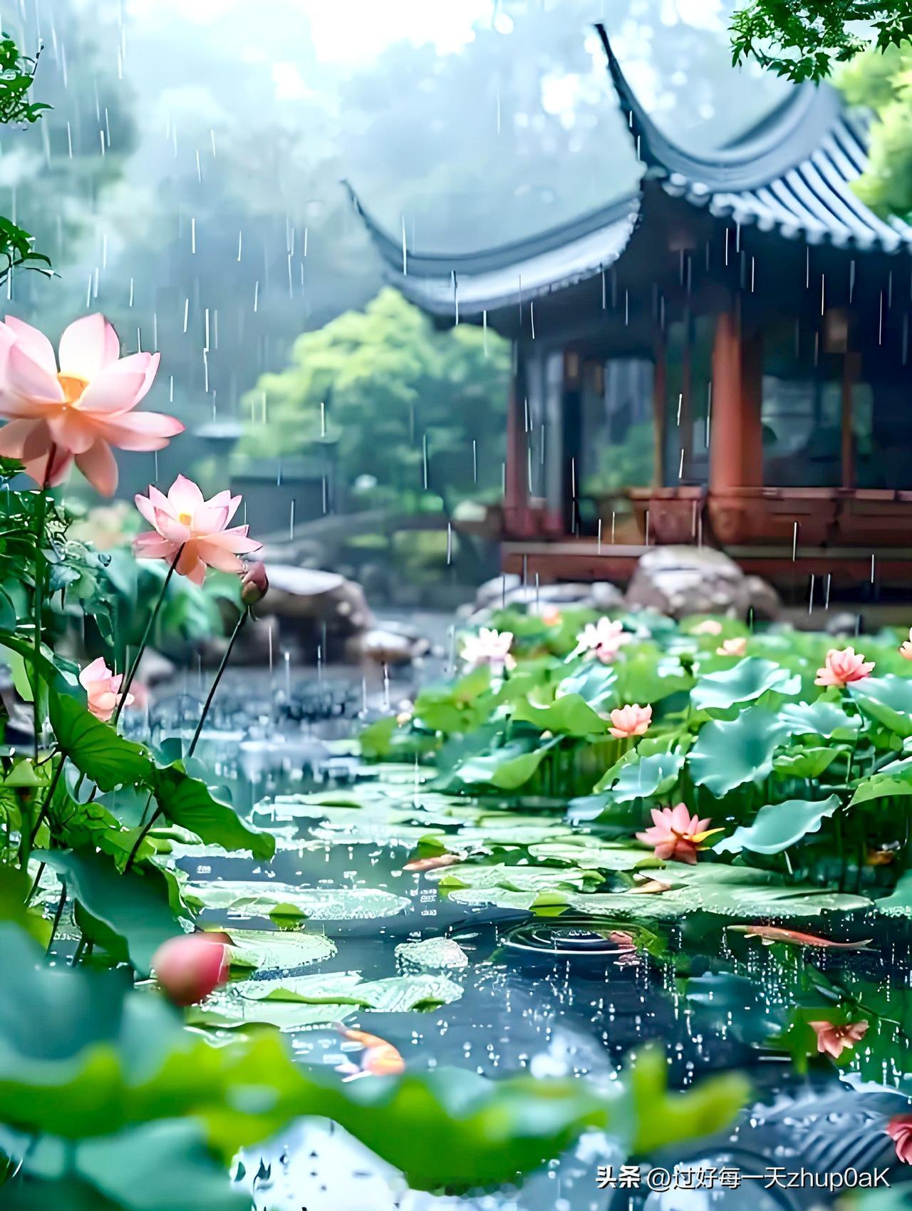 《忆王孙・夏词》
——宋・李重元
风蒲猎猎小池塘，
过雨荷花满院香，
沉李浮瓜冰