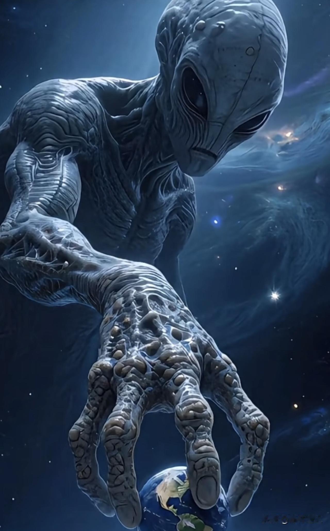 人类看看吧，我握几个手指；就能轻松拎起地球。

你们谁还觉得自己牛逼不？

其实