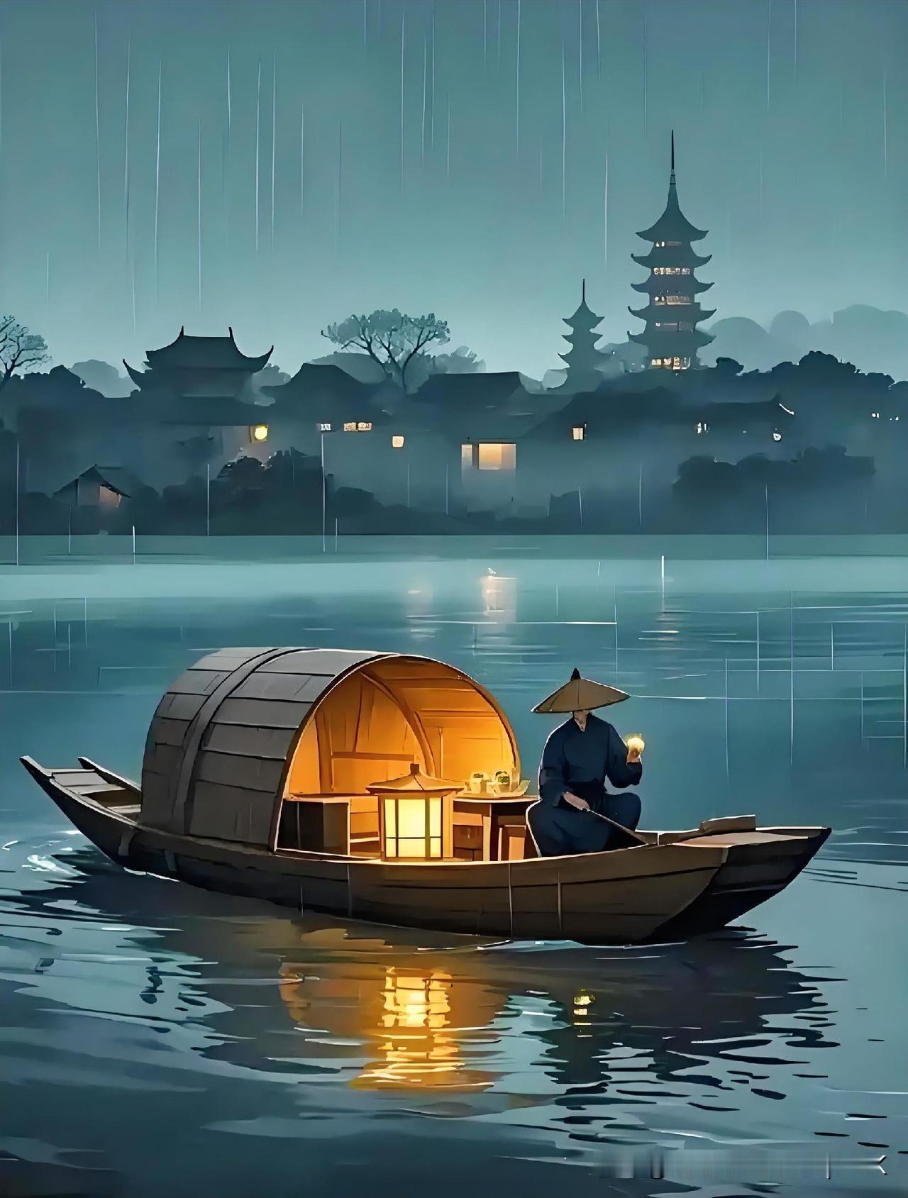 《漫成一首》
——唐·杜甫
江月去人只数尺，
风灯照夜欲三更。
沙头宿鹭联拳静，